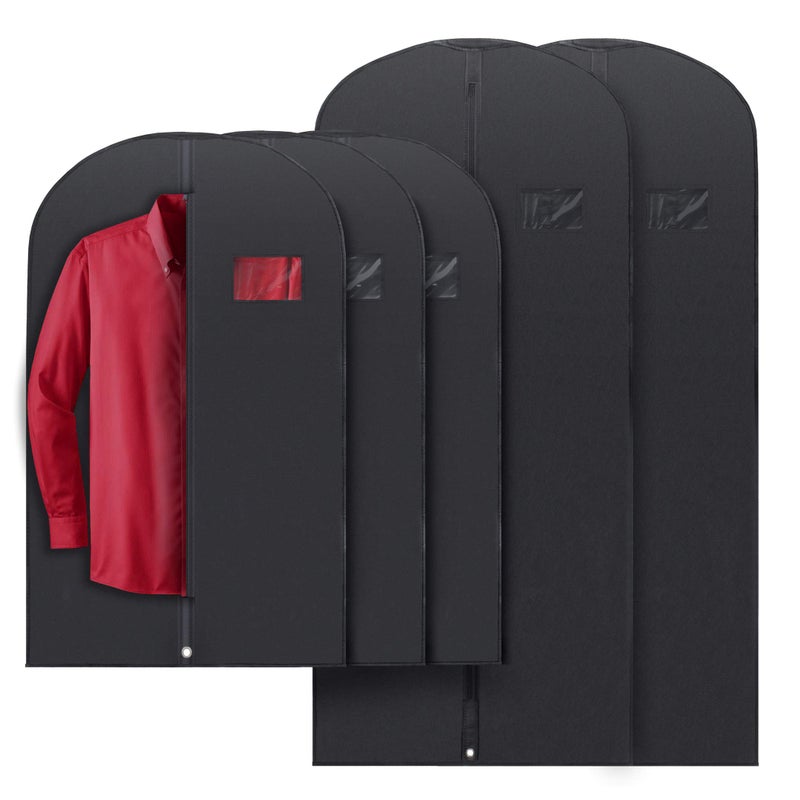 PLX Black Garment Bags for Hanging Clothes, Men Suit Bag for Travel and Clothing Storage of Women Dresses, Shirts, Fur Coats, Dance Costumes Suit Cover - Closet Storage Long Garment Bags w/Zipper - Image 1
